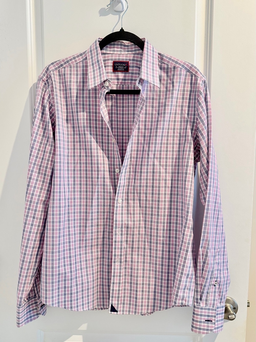 UNTUCKit Men's Pink Plaid Button-Down Shirt (Medium)